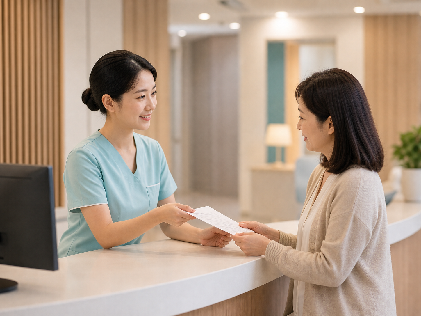 院內人員向病患說明轉介諮詢流程的情境照片